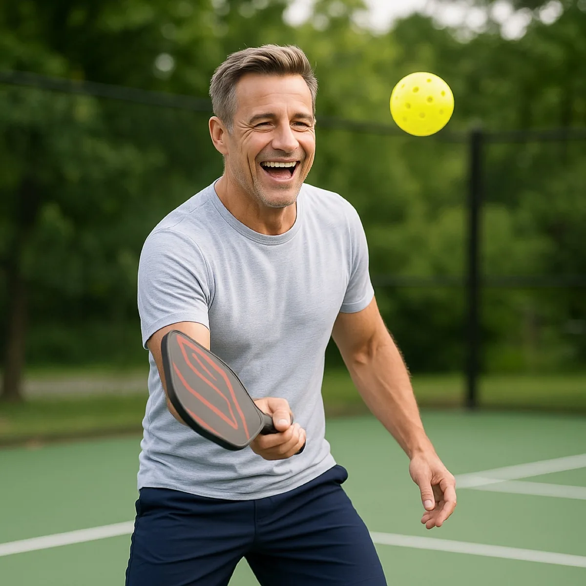 Man playing pickleball pain free